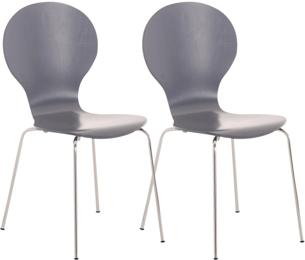 Set 2x Sedie Impilabili Diego in Legno Robusto grigio
