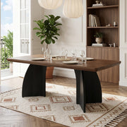 Tavolo da pranzo 160×80 cm in MDF, colore noce, per 4-6 persone, piano da 4 cm, struttura stabile, design moderno