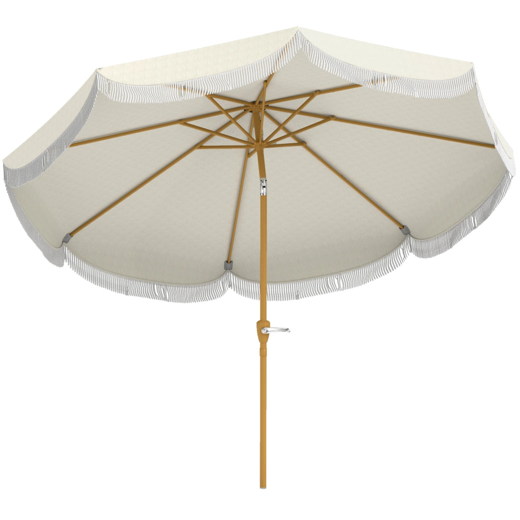Ombrellone da Giardino Rotondo Ø270x240 cm con Manovella in Metallo e Poliestere Beige