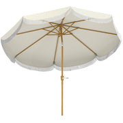 Ombrellone da Giardino Rotondo Ø270x240 cm con Manovella in Metallo e Poliestere Beige