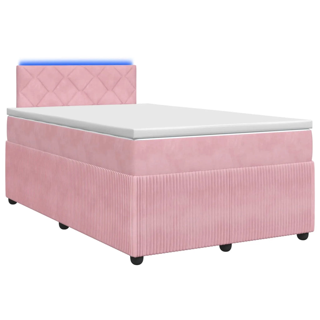 Letto box spring con materasso Rosa 120 x 190 cm Velluto 3453112