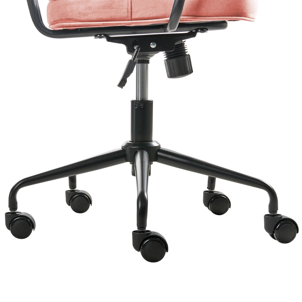 Sedia da ufficio in velluto rosa girevole con altezza regolabile e freno di sicurezza ufficio di casa studio