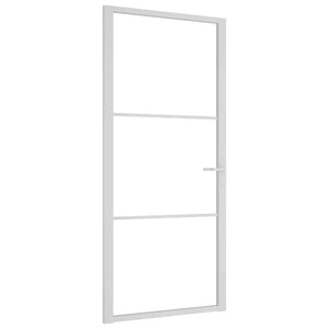 Porta Interna 93x201,5 cm Bianca in Vetro ESG e Alluminio 350570