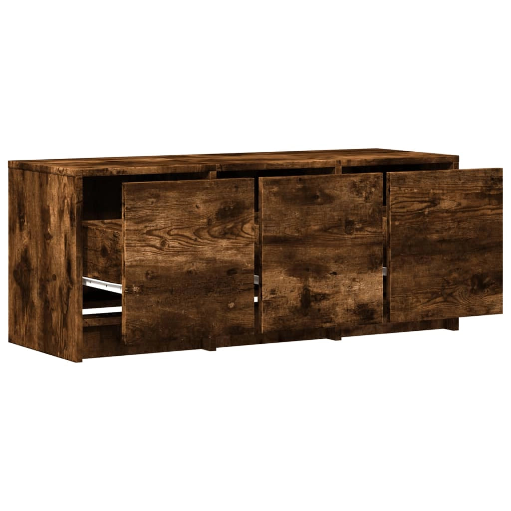 Mobile TV multimediale mensola TV credenza mobile TV per sala da pranzo soggiorno camera da letto con illuminazione a LED rovere affumicato 97 x 34 x 40 cm legno ingegnerizzato marrone 02_0026481