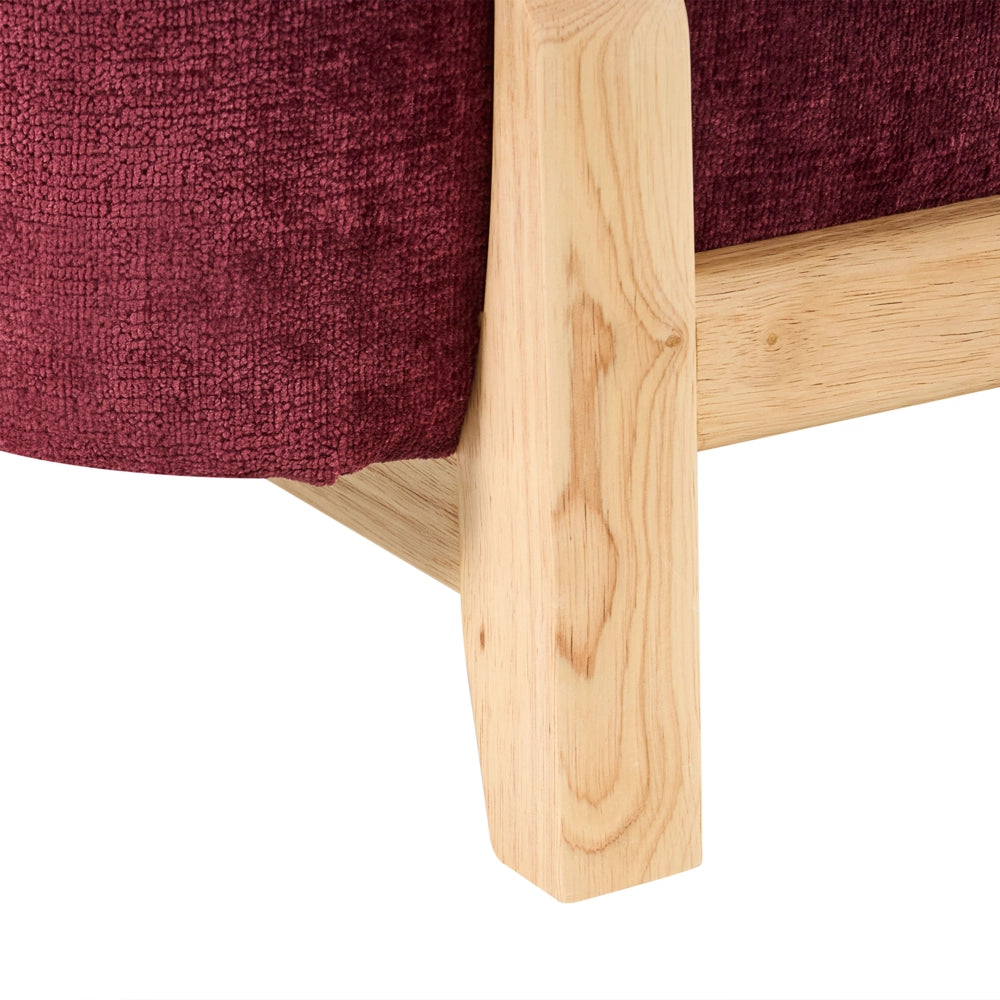 Divano a 3 posti imbottitura in poliestere gambe in legno soggiorno stile moderno bordeaux