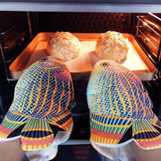 Ovenmaniche microonde — pesce profondo — maniche a forma di pesce in cotone per forno — resistente al calore — spiedazione — cottura — grigliatura — maniche per forno da cucina — maniche per padelle in acciaio — accessori per barbecue.