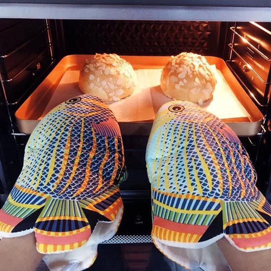 Ovenmaniche microonde — pesce profondo — maniche a forma di pesce in cotone per forno — resistente al calore — spiedazione — cottura — grigliatura — maniche per forno da cucina — maniche per padelle in acciaio — accessori per barbecue.