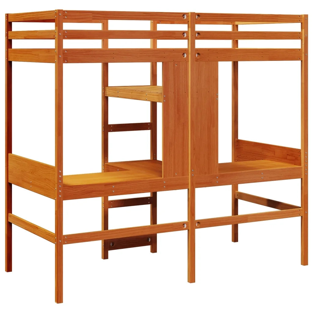 vidaXL Giroletto Soppalco senza Materasso Marrone Cera 80x200cm Pino