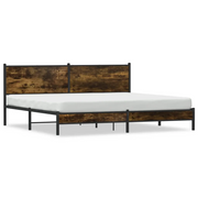 Letto matrimoniale | Letto per adulti | Giroletto senza Materaso in Metallo Rovere Fumo 200x200 cm