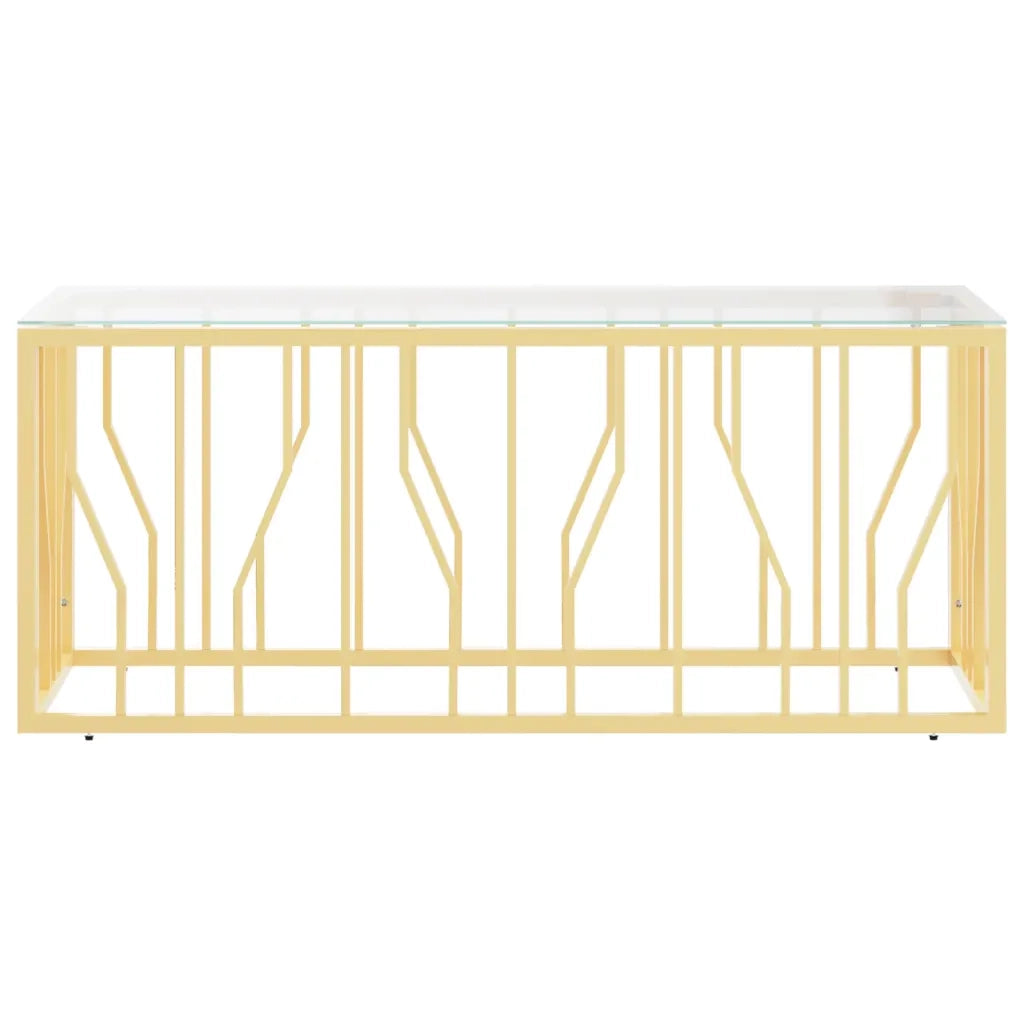 Tavolino da Salotto 110x45x45 cm in Acciaio Inox e Vetrocod mxl 127835