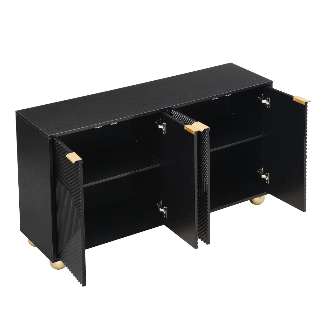 Credenza 120x35x71.5 cm con 4 ante; ripiani regolabili; MDF nero