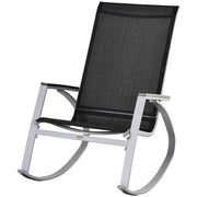 Easycomfort Sedia a Dondolo da Giardino, Sedia a Dondolo per Esterni Impermeabile e Antiruggine, Nera, 107x60x93cm