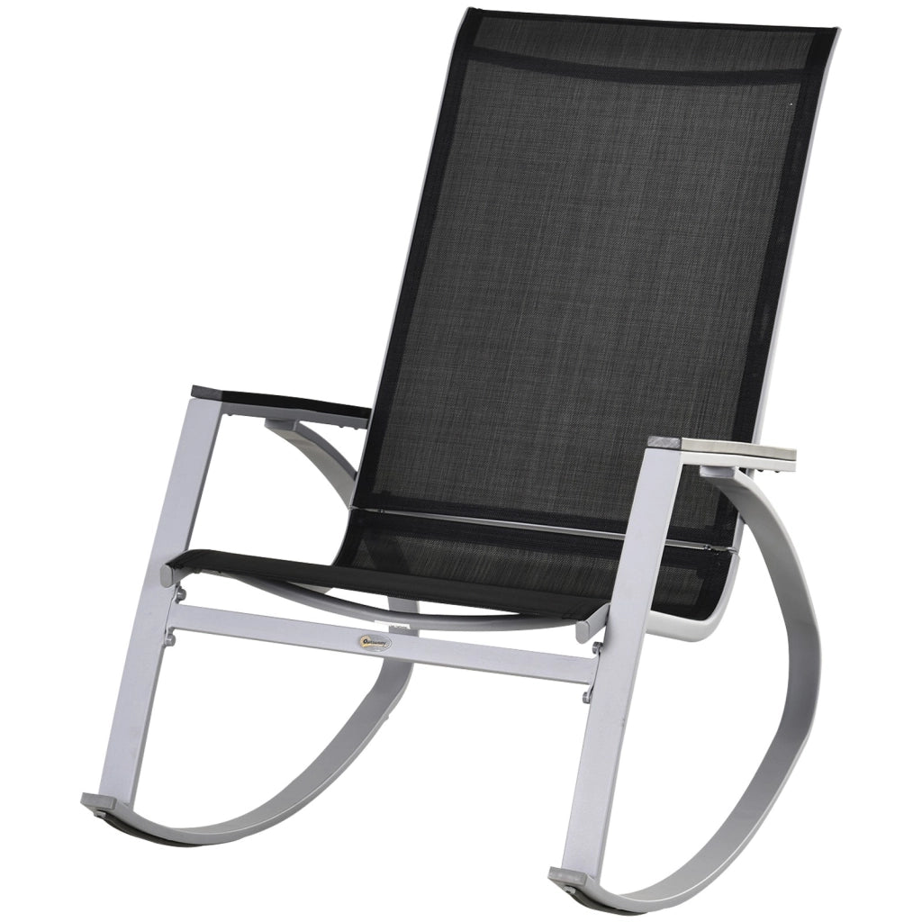 Easycomfort Sedia a Dondolo da Giardino, Sedia a Dondolo per Esterni Impermeabile e Antiruggine, Nera, 107x60x93cm
