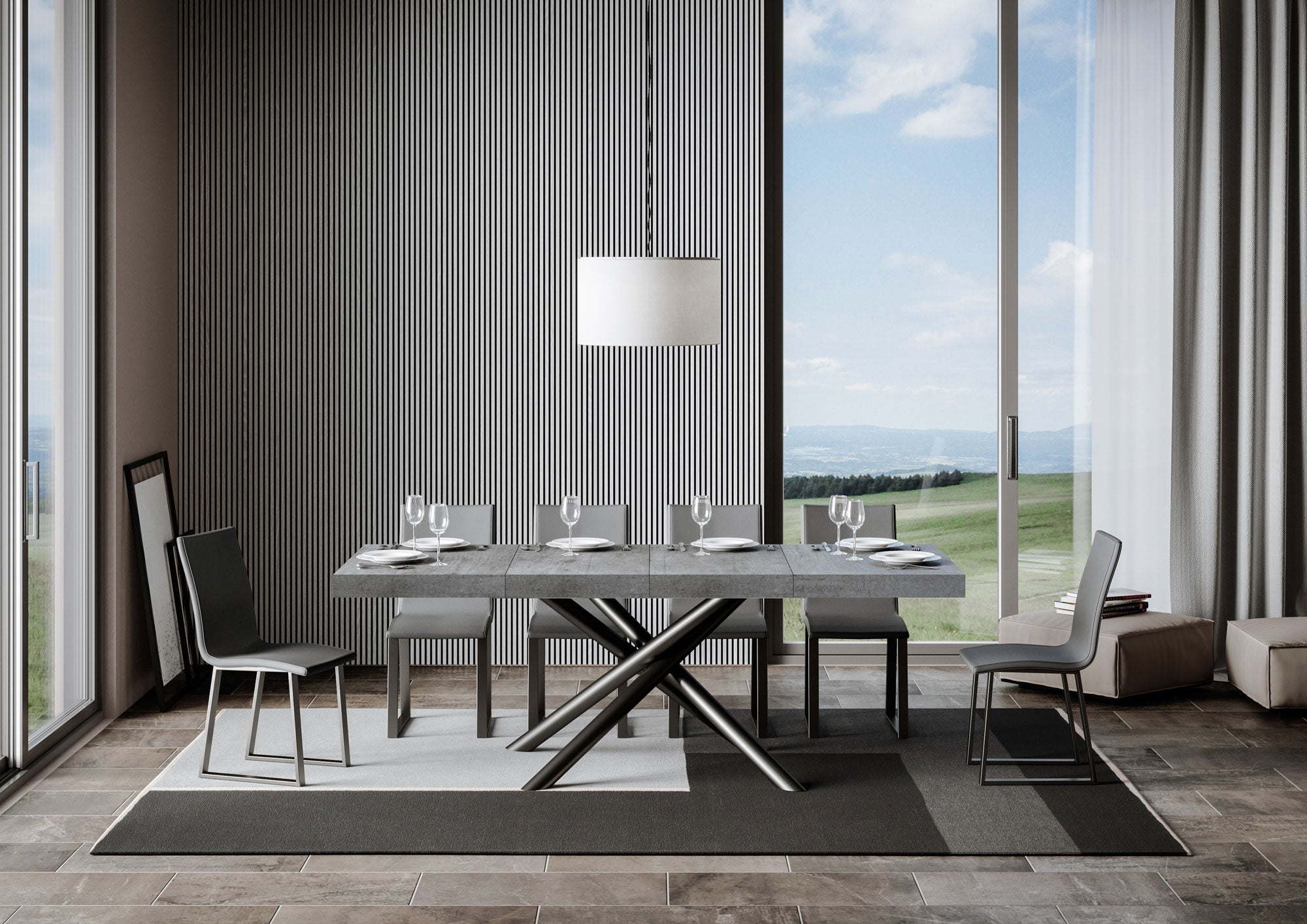 Tavolo Allungabile 130/234x90x77 cm Famas Premium Cemento