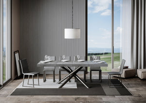 Tavolo Allungabile 130-390x90x77 cm Famas Premium Cemento Telaio Antracite