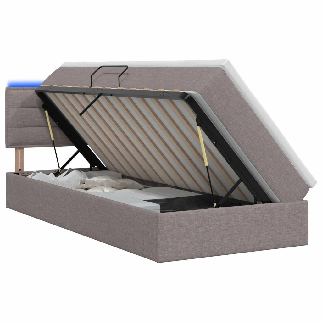 Letto con contenitore LED e materasso Tortora 90 x 190 cm 3458970