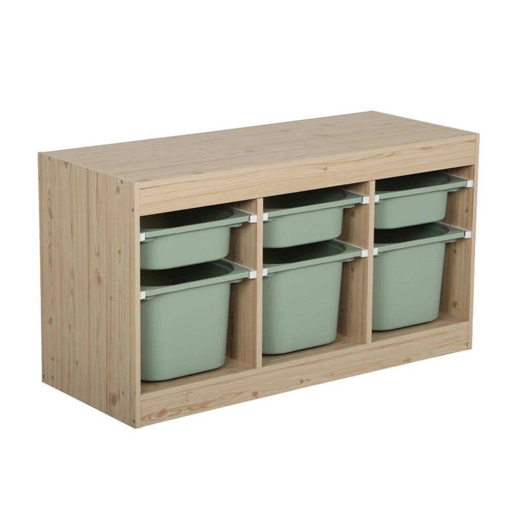 Mobile contenitore per bambini decorazione legno 6 contenitori