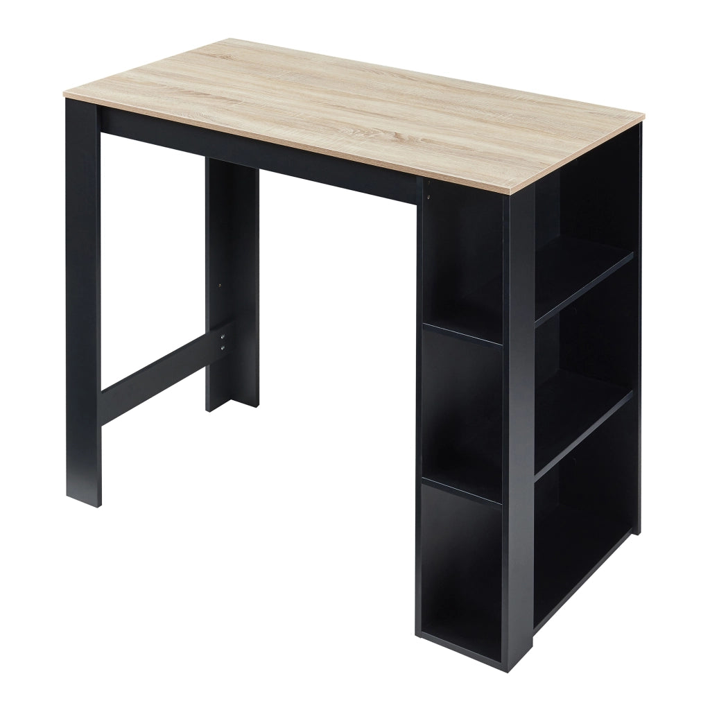 Tavolo Alto da Bar Danderyd Bancone a 3 Ripiani Laterali 120 x 60 x 106 cm - Nero e Effetto Rovere [en.casa]