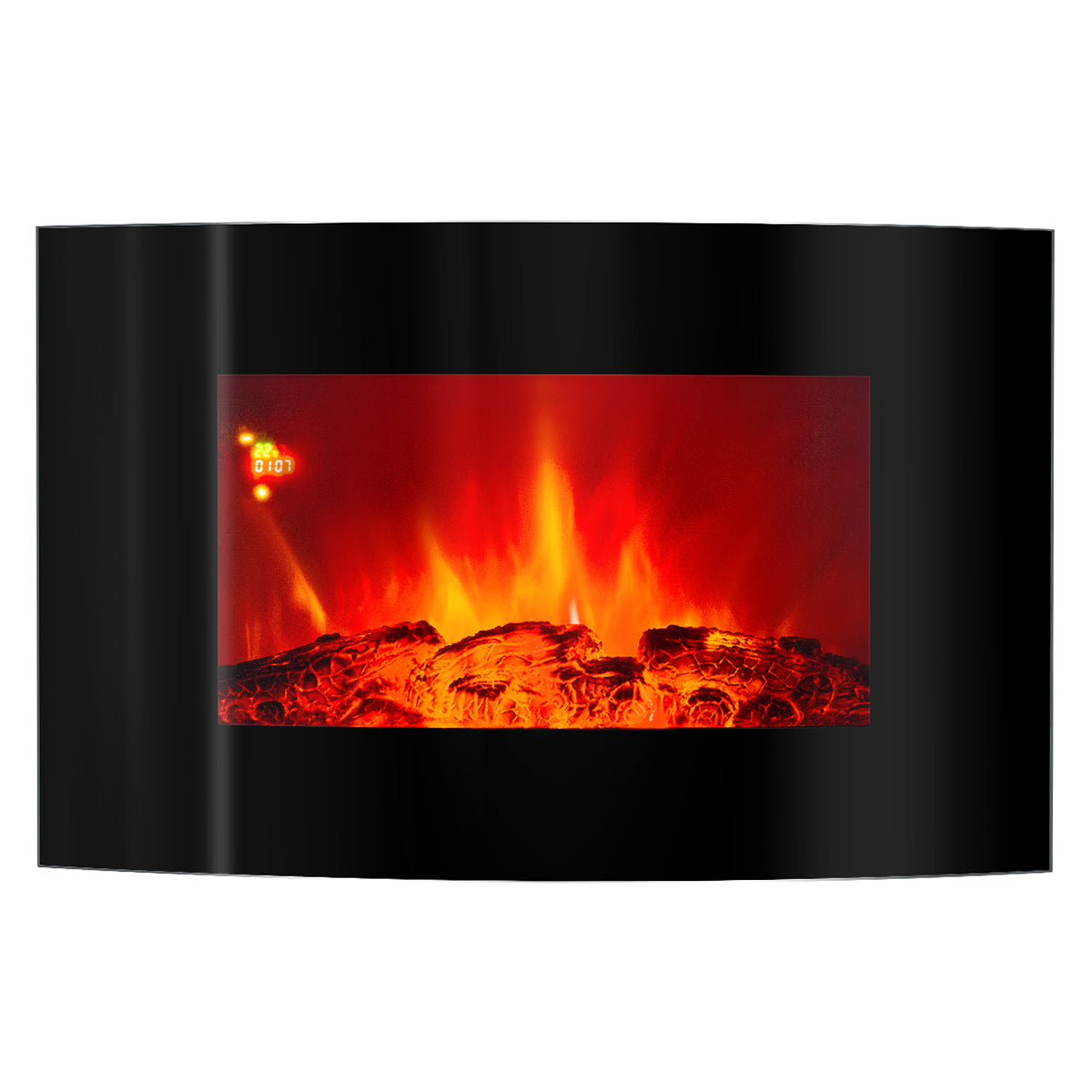 Camino Elettrico da Pavimento 56x90x14,5 cm Effetto Fiamma 1500W Сarlos Nero