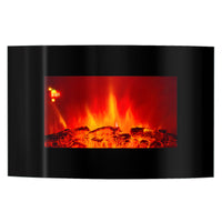 Camino Elettrico da Pavimento 56x90x14,5 cm Effetto Fiamma 1500W Сarlos Nero