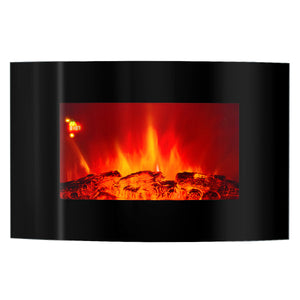 Camino Elettrico da Pavimento 56x90x14,5 cm Effetto Fiamma 1500W Сarlos Nero