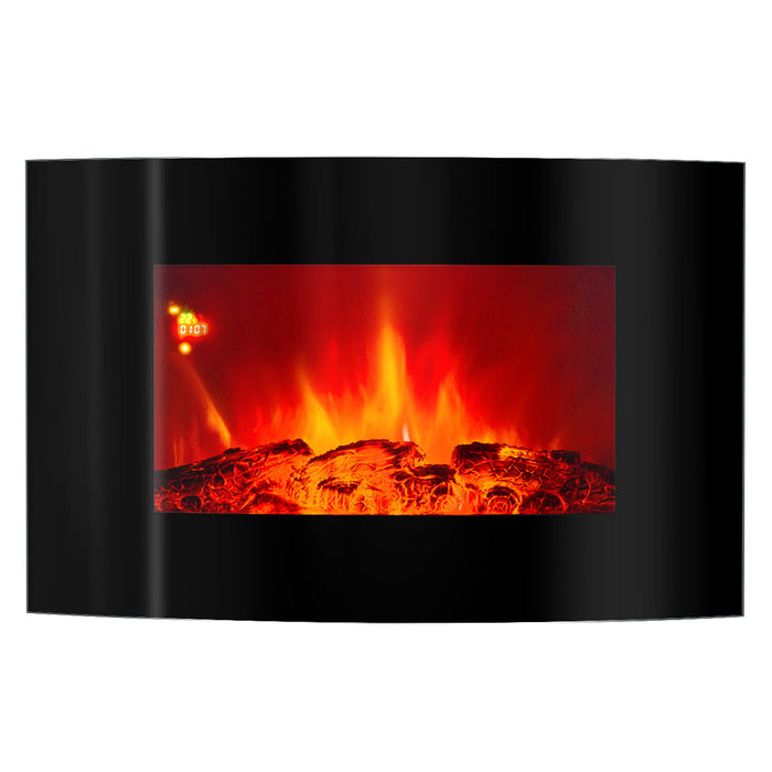 Camino Elettrico da Pavimento 56x90x14,5 cm Effetto Fiamma 1500W Сarlos Nero