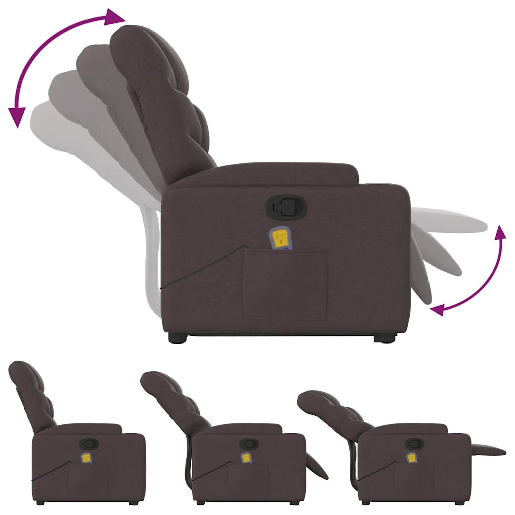Poltrona Alzapersona Massaggi Reclinabile Marrone Scuro Tessuto 3204613
