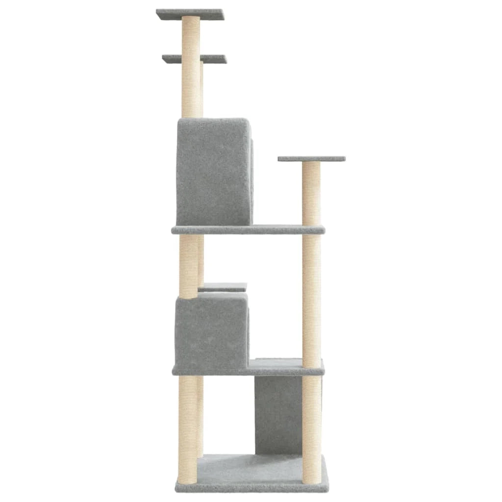 Tiragraffi per gatti torre per arrampicata giocattolo piattaforma per arrampicata con tiragraffi in sisal leggero 153 cm grigio 02_0022575