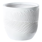 Vaso per piante da esterno in fibra di argilla bianca 35 x 35 x 33 cm Vaso rotondo resistente alle UC Motivo a foglie tradizionale