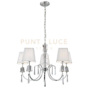 Portico 5Lt Pendant - Metallo cromato, acrilico e paralumi a corda
