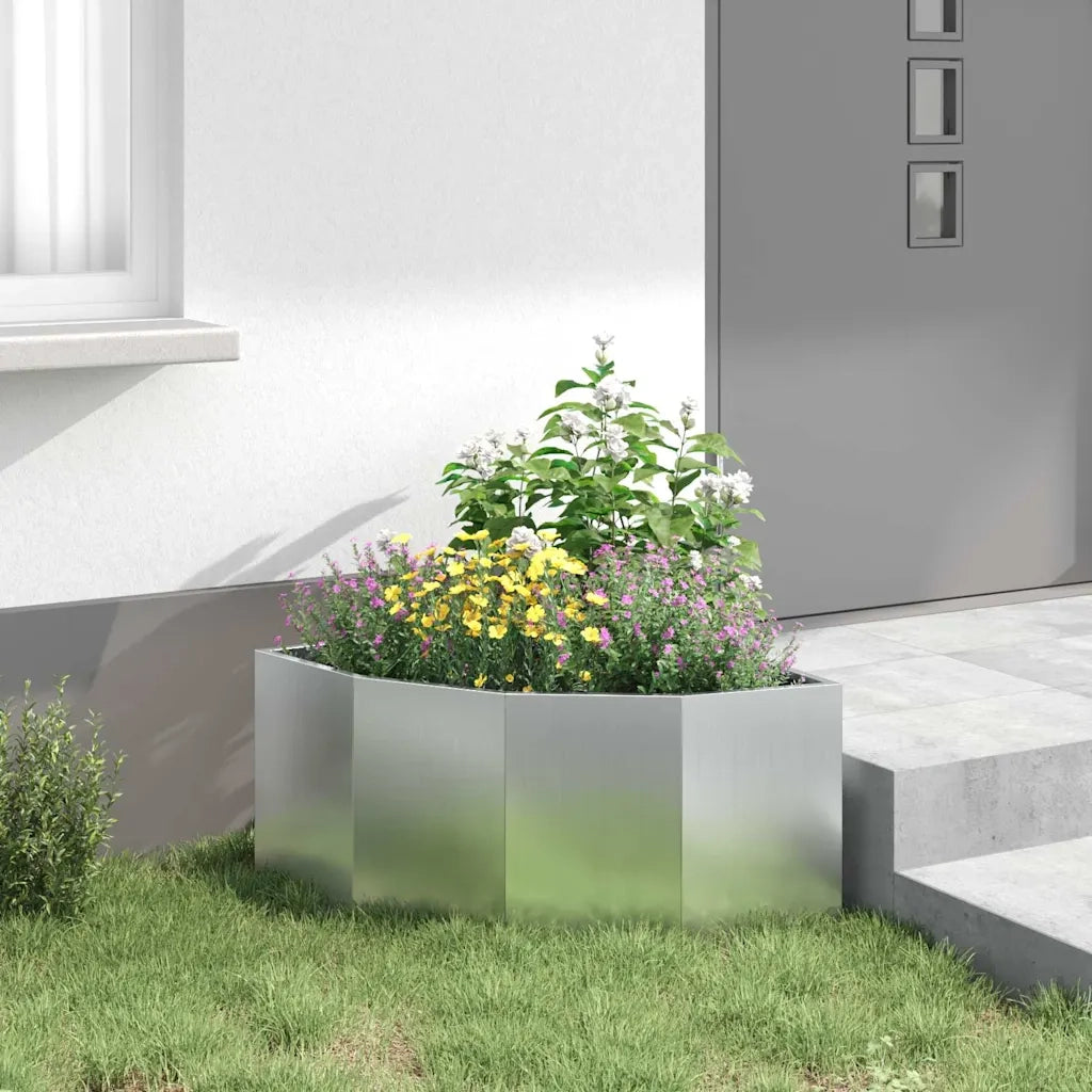 Fioriere | Cassetta per fiori | Vaso d'angolo Argento 60 x 60 x 35 cm Acciaio zincato