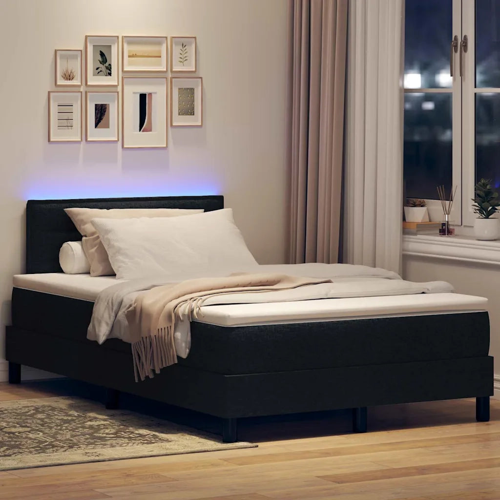 Letto a molle con materasso con led Nero 120 x 200 cm Tessuto 3342123