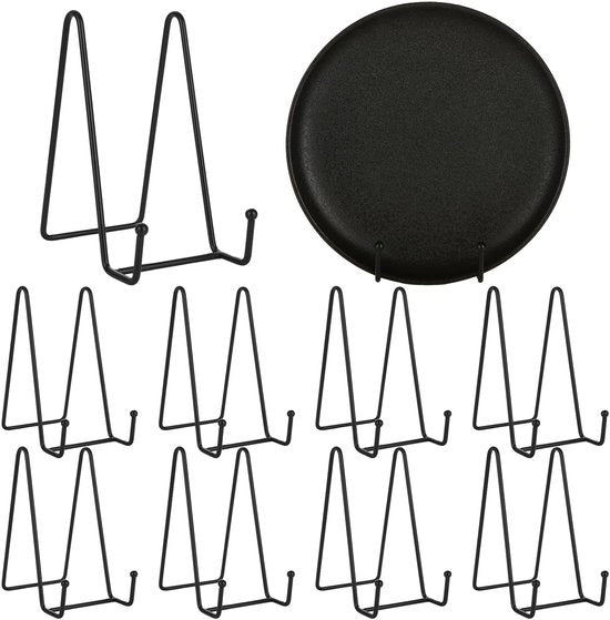 Supporto per foto 10 pezzi - Stendardo per libri - Altezza 15,2 cm - Supporto per oggetti - Metallico - Nero - Per foto e libri