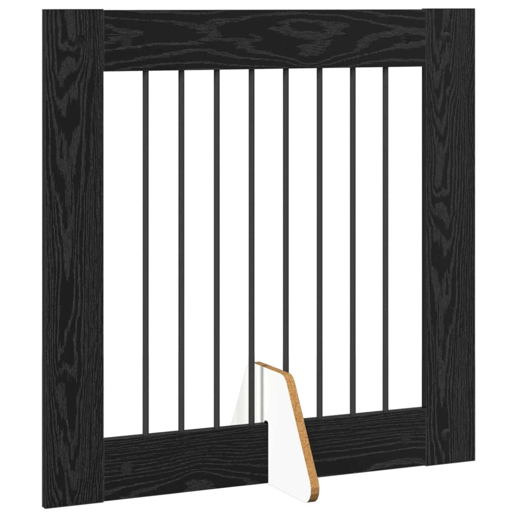 Cancello per cani con supporti 4 pz Rovere Nero 80 x 80 cm CFW6983509