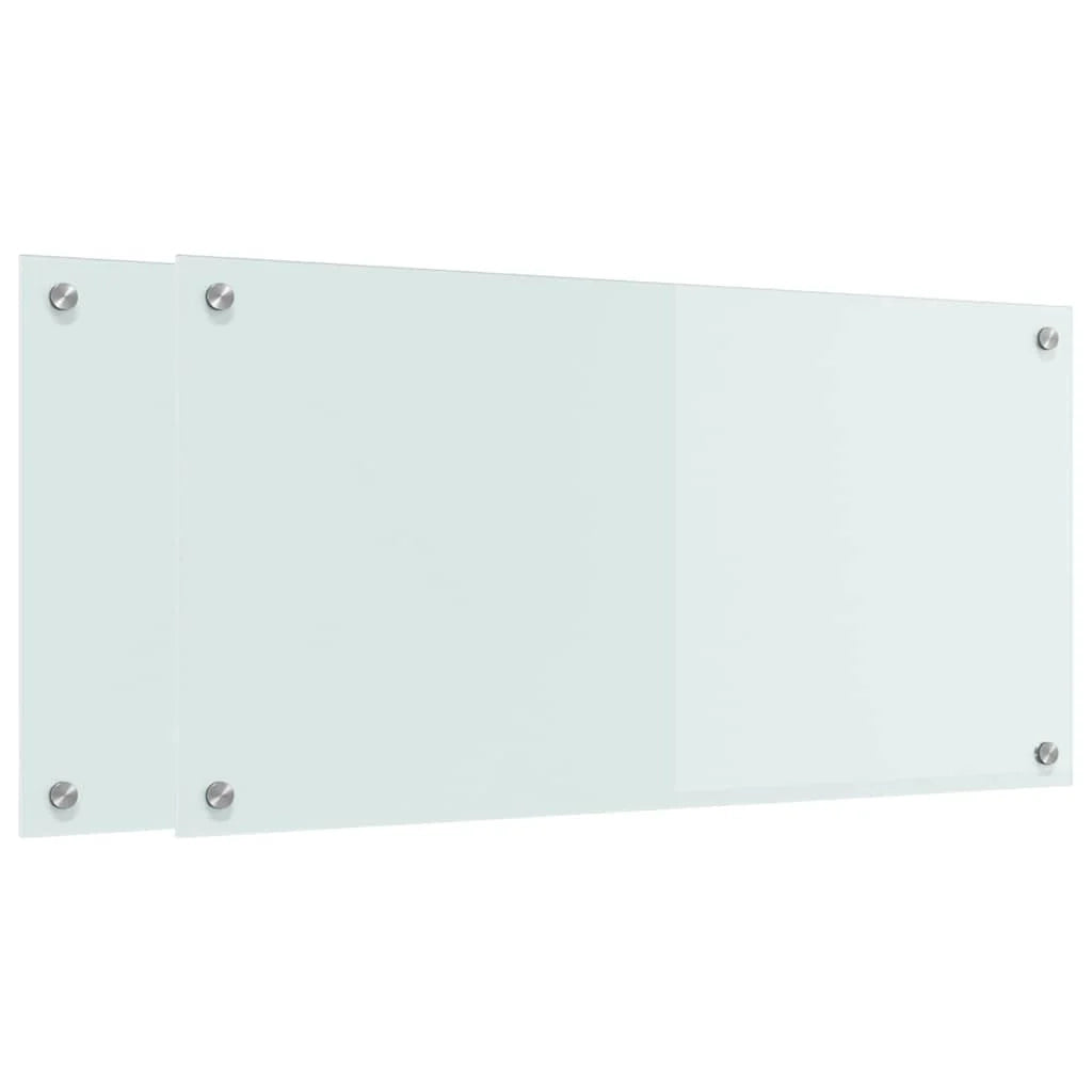 Set di 2 paraschizzi per cucina in vetro temperato 80 x 40 cm resistenti al calore moderni bianchi 02_0056285