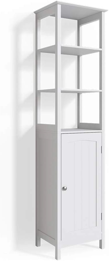 Mobile bagno alto Bianco, Bianco, 40 x 160 cm, per la conservazione con vani a giorno e ripiani