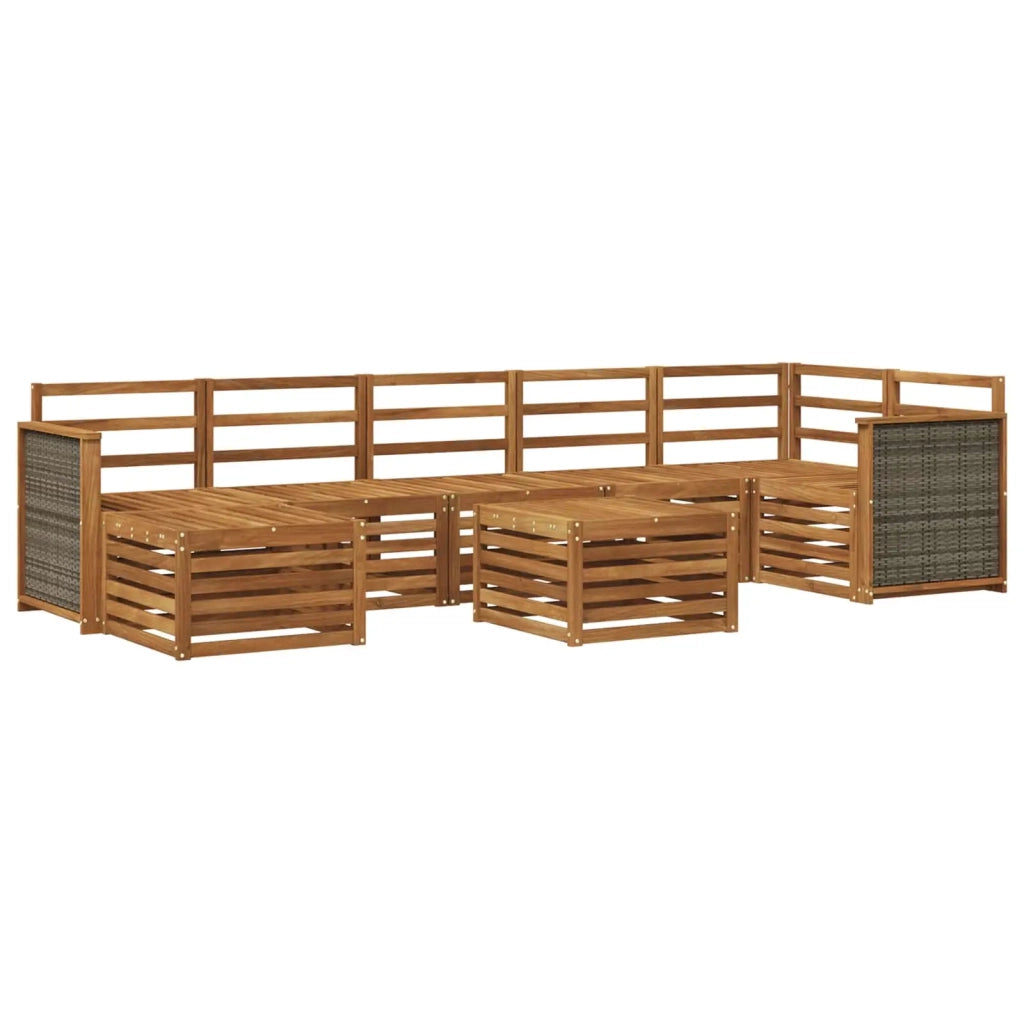 Set di divani da esterno 7 pz Naturale Legno di Acacia Massello 3384645