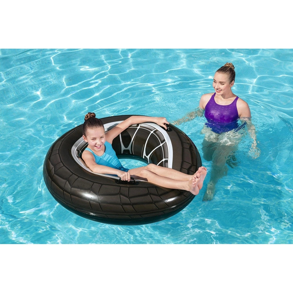 Trade Shop - Ciambella Salvagente Gonfiabile Con Maniglie Forma Di Ruota Grande 119 Cm Gonfiabili 36102 -
