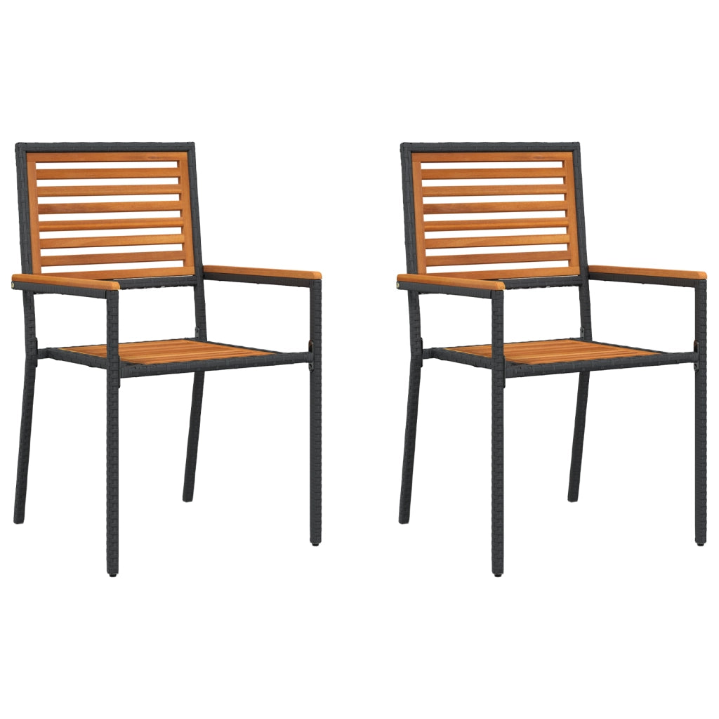 Sedia da giardino impilabile  con cuscini nera in polyrattan (set da 2)