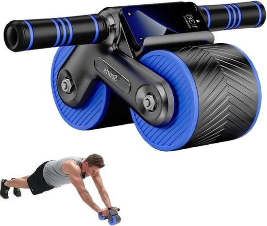 Roller per Addominali Automatico con Orecchini per Telefono e Funzione di Ritorno - Ideale per Fitness in Casa