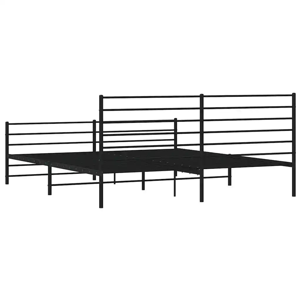 Giroletto con Testiera e Pediera Metallo Nero 193x203 cm 352343