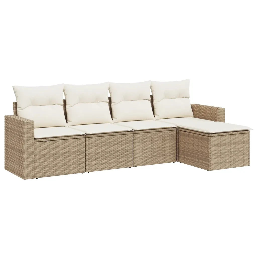 Set Divano da Giardino 5 pz con Cuscini Beige in Polyrattan 3251225