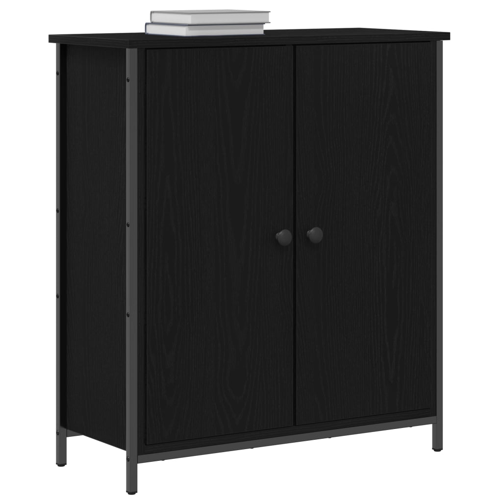 Mobile da buffet rovere nero 70x30x80 cm legno ingegnerizzato e acciaio