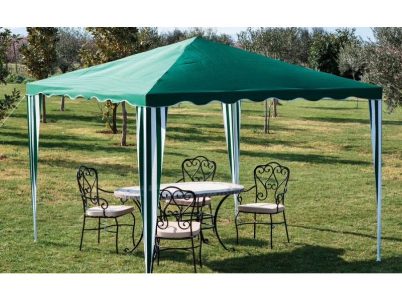 Gazebo per esterno portatile Tropikana 3x4mt telo in poliestere verde bianco