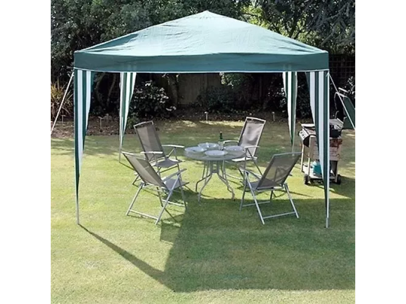 Gazebo per esterno portatile Tropikana 3x4mt telo in poliestere verde bianco