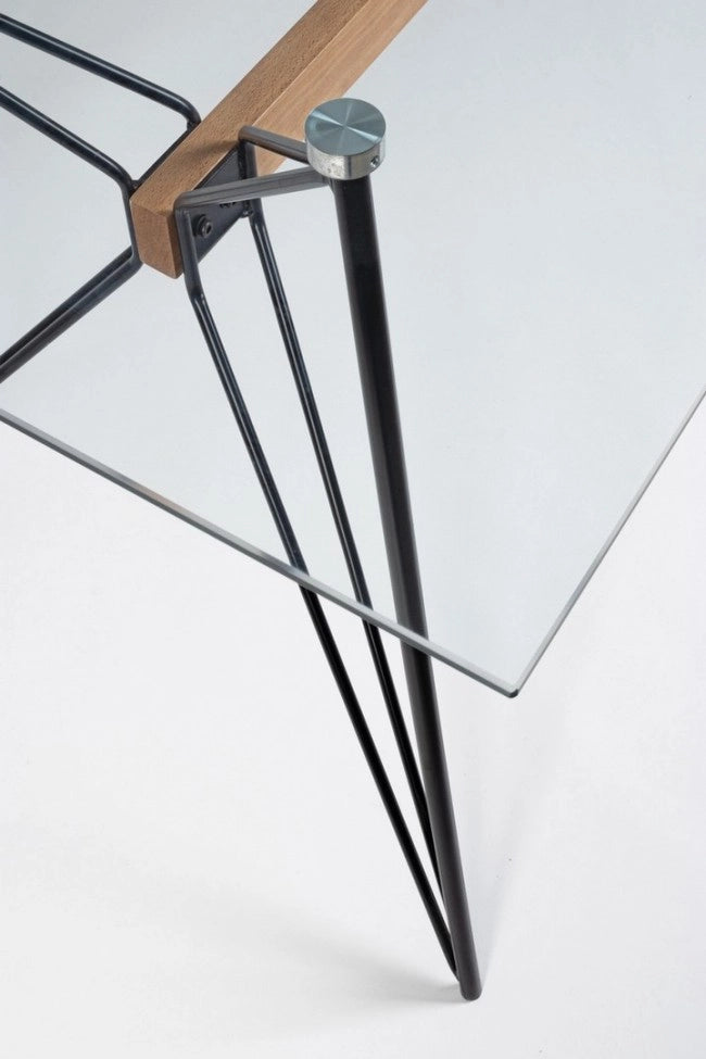 Tavolo Vetro Nero Industriale da Interno 160x80 cm - ELIAN