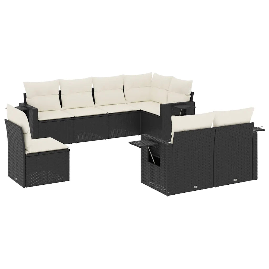 Set Divani da Giardino con Cuscini 8 pz Nero in Polyrattancod mxl 88378