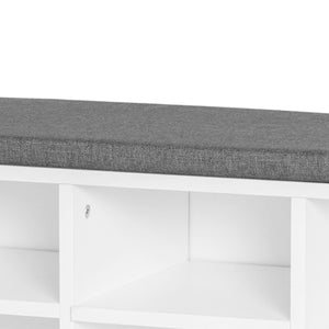 Panchina Scarpiera con Ripiani Regolabili in Legno Bianco e Grigio 104x30x48 cm