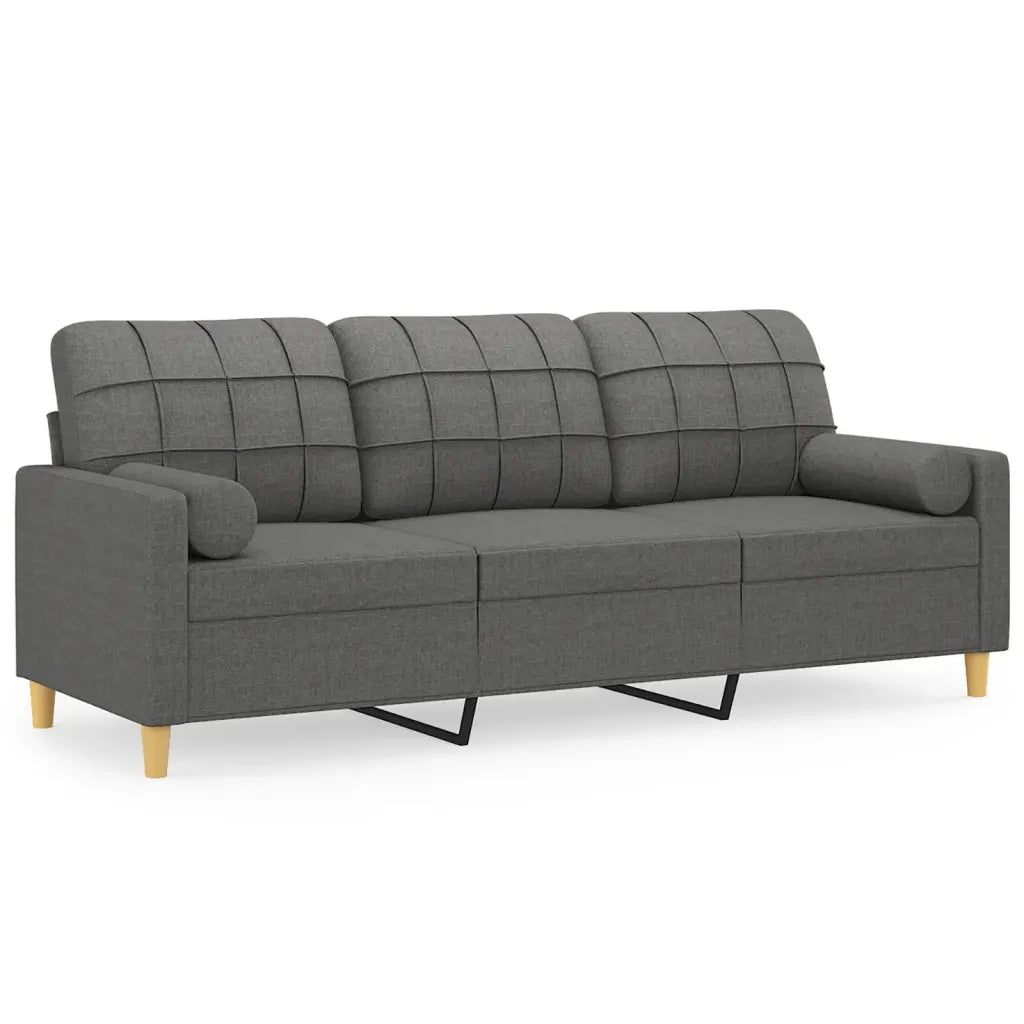 Divano a 3 Posti con Cuscini Grigio Scuro 180 cm in Tessutocod mxl 125264