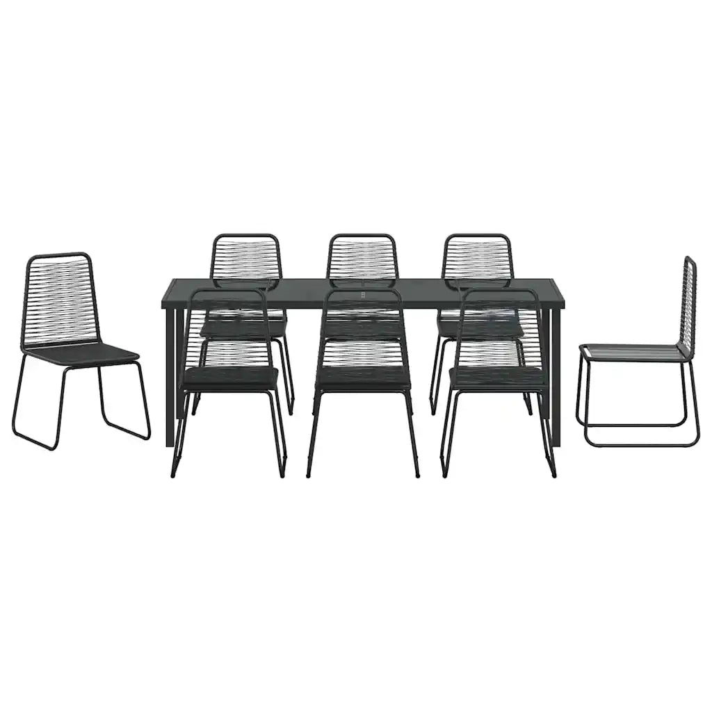 Set da Pranzo per Giardino 9 pcs Nero